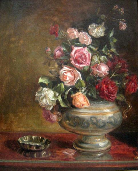 unknow artist Fanny Inama von Sternegg, Stillleben mit Rosen Norge oil painting art